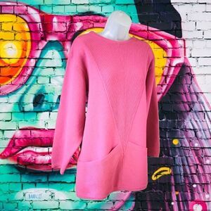 COURTNEY RHODES   SWEATER TUNIC    FUSCHIA PINK  W/Pockets WOOL BLEND   LARGE